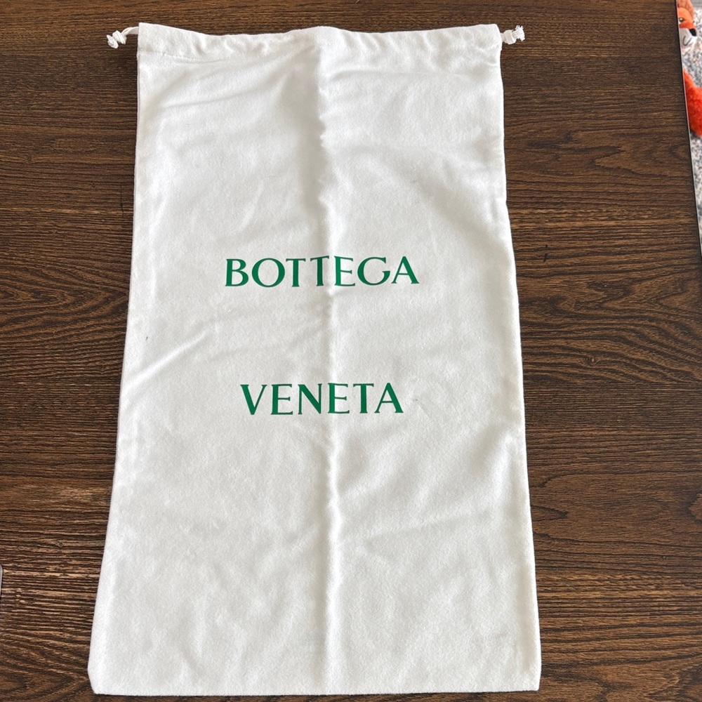 Bottega Veneta Large White Dust Bag with Green Logo
